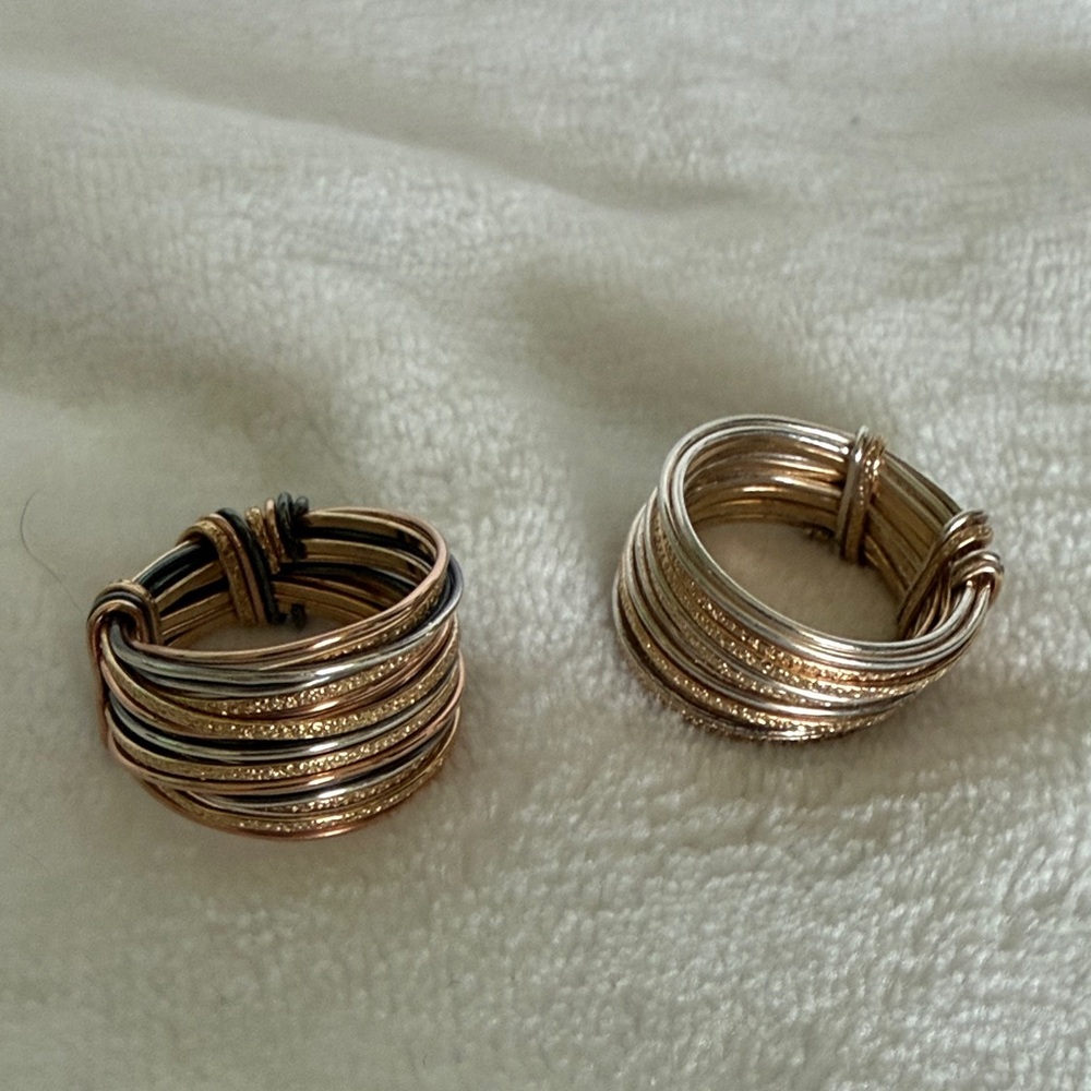 Elegant Gold and Silver Stacked Rings